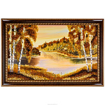 Янтарная картина "Березы у реки" 102х66 см